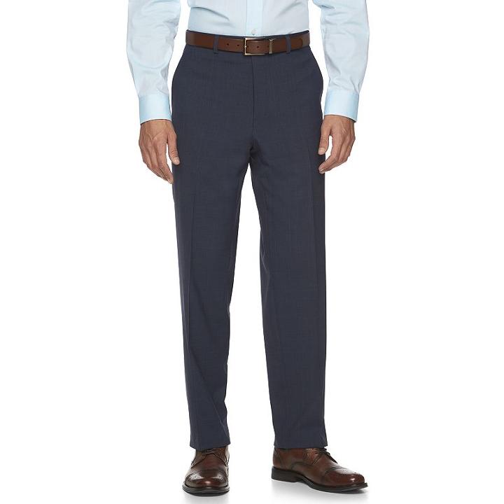 Men's Chaps Classic-fit Plaid Blue Wool-blend Performance Suit Pants, Size: 38x32 (navy)