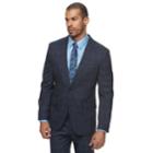Men's Savile Row Modern-fit Windowpane Blue Suit Jacket, Size: 40 Short