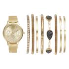 Women's Crystal Mesh Watch & Bracelet Set, Size: Medium, Yellow