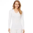 Women's Cuddl Duds Softwear Lace Trim Top, Size: Small, White