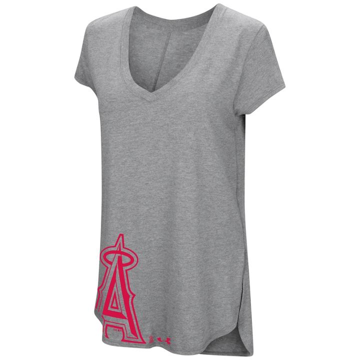 Women's Under Armour Los Angeles Angels Of Anaheim Pride Hem Graphic Tee, Size: Regular, Med Grey