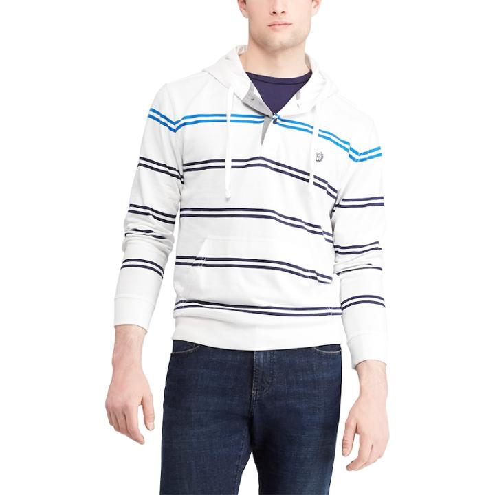 Men's Chaps Regular-fit Striped Hoodie, Size: Medium, White