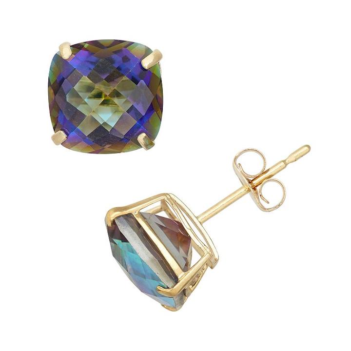 Mystic Topaz 10k Gold Stud Earrings, Women's, Blue