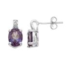 Sterling Silver Lab-created Alexandrite & Diamond Accent Oval Stud Earrings, Women's, Purple