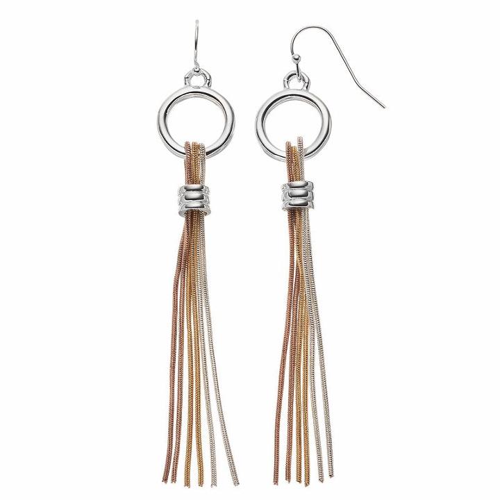 Jennifer Lopez Tri Tone Fringe Drop Earrings, Women's, Multicolor