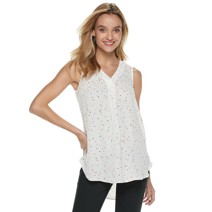 Women's Apt. 9&reg; V-neck Georgette Tank, Size: Xxl, White