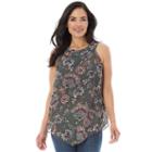 Women's Ab Studio Floral V-hem Chiffon Tank, Size: Medium, Ovrfl Oth