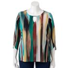 Plus Size Dana Buchman Printed Tulip-sleeve Top, Women's, Size: 3xl, Turquoise/blue (turq/aqua)