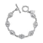 1928 Crystal Textured Oval Link Toggle Bracelet, Women's, Size: 7.5, Grey