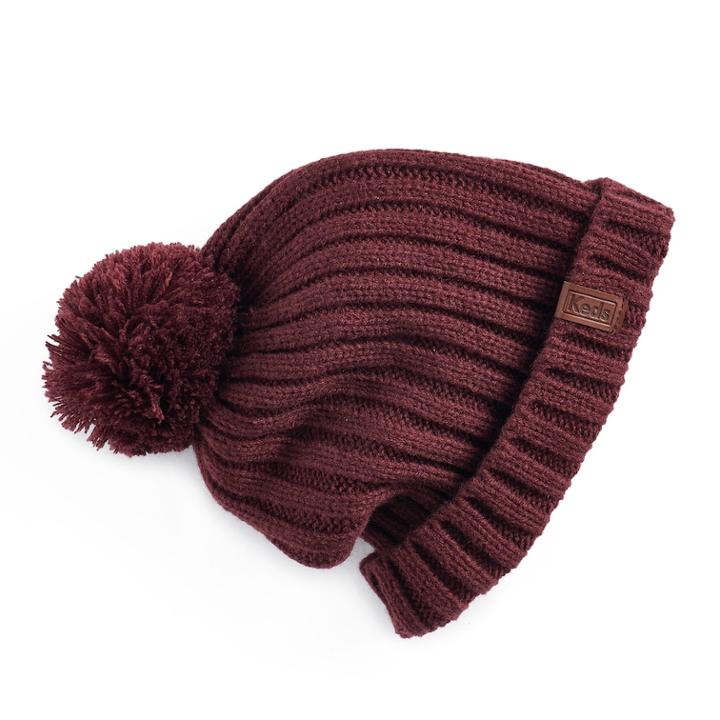 Women's Keds Slouchy Knit Pom Beanie, Red Overfl