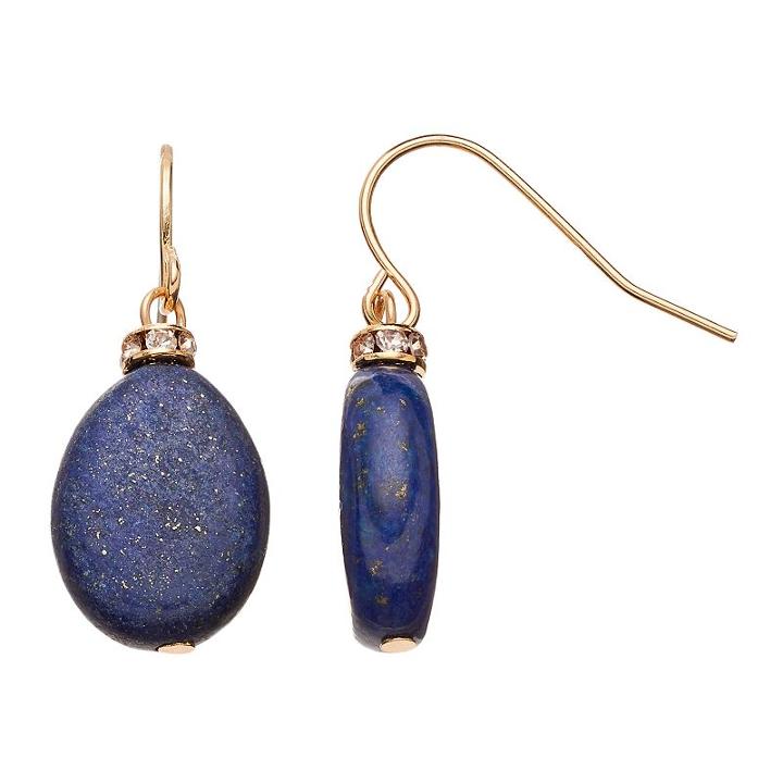 Chaps Stone Nickel Free Drop Earrings, Women's, Navy
