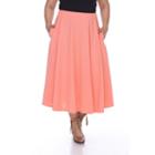 Plus Size White Mark Pleated Midi Skirt, Women's, Size: 2xl, Light Pink
