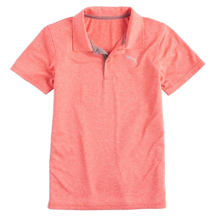 Boys 8-20 Puma Heathered Peformance Polo, Size: Large, Dark Red