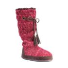 Muk Luks Women's Grace Cable Knit Tall Boot Slippers, Size: Small, Dark Red