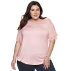 Plus Size French Laundry Mesh Yoke Dolman Sleeve Top, Women's, Size: 3xl, Pink Ovrfl