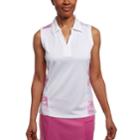 Women's Pebble Beach Printed Insets Sleeveless Golf Polo, Size: Small, White