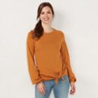 Women's Lc Lauren Conrad Knot-front Sweatshirt, Size: Xl, Drk Orange