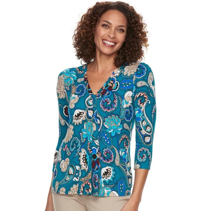 Women's Dana Buchman Release-pleat Top, Size: Large, Dark Blue