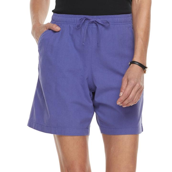 Women's Gloria Vanderbilt Lucy Sheeting Drawstring Shorts, Size: Small, Med Purple