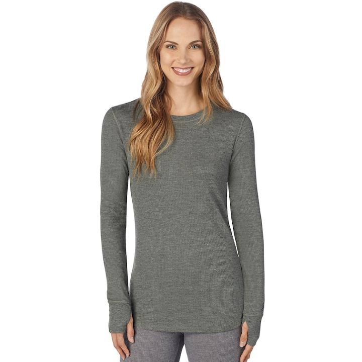 Plus Size Cuddl Duds Strecth Thermal Crewneck Top, Women's, Size: 1xl, Med Green