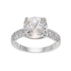 Brilliance Silver Plated Ring With Swarovski Crystals, Women's, Size: 9, White