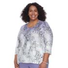 Plus Size Alfred Dunner Studio Ombre Leopard Print Top, Women's, Size: 3xl, Purple Gray Paisley