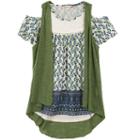 Girls 7-16 Speechless Slubbed Vest & Lace Yoke Cold Shoulder Top, Size: Medium, Blue Other