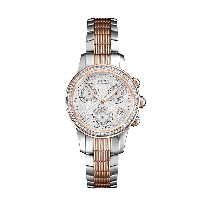Bulova Women's Accu Swiss Diamond Two Tone Stainless Steel Watch - 65r153, Multicolor