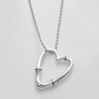 Sterling Silver Bamboo Heart Pendant, Women's, Size: 18, Grey