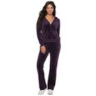 Women's Juicy Couture Ultrasoft Velour Hooded Jacket, Size: Large, Med Purple