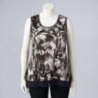 Plus Size Simply Vera Vera Wang Crinkle Hanky Hem Tank, Women's, Size: 2xl, Dark Grey