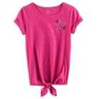 Girls 7-16 & Plus Size So&reg; Rolled Cuff Tie Front Tee, Size: 18 1/2, Med Pink