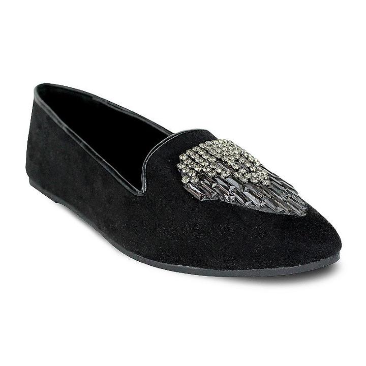 Olivia Miller Tribeca Women's Rhinestone Smoking Flats, Size: 6, Black