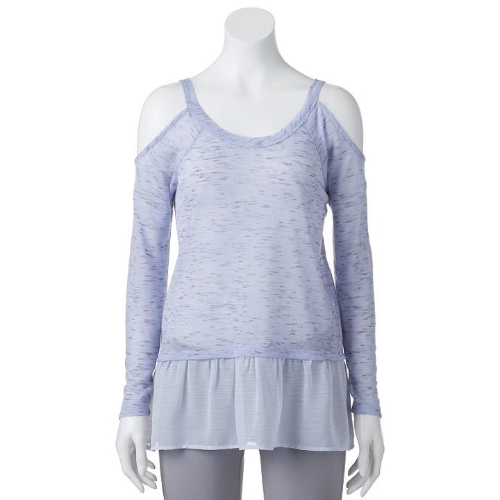 Juniors' About A Girl Cold-shoulder Top, Size: Large, Dark Blue