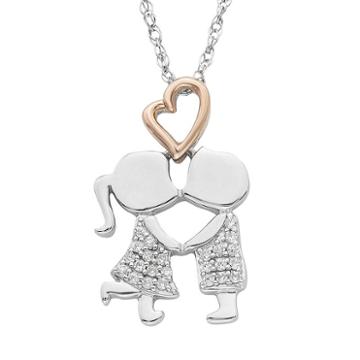 Charming Moments 10k Rose Gold Over Silver 1/10 Carat T.w. Diamond First Kiss Pendant Necklace, Women's, Size: 18, White