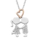 Charming Moments 10k Rose Gold Over Silver 1/10 Carat T.w. Diamond First Kiss Pendant Necklace, Women's, Size: 18, White