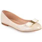 Journee Collection Kim Women's Glossy Ballet Flats, Girl's, Size: Medium (7.5), Beig/green (beig/khaki)