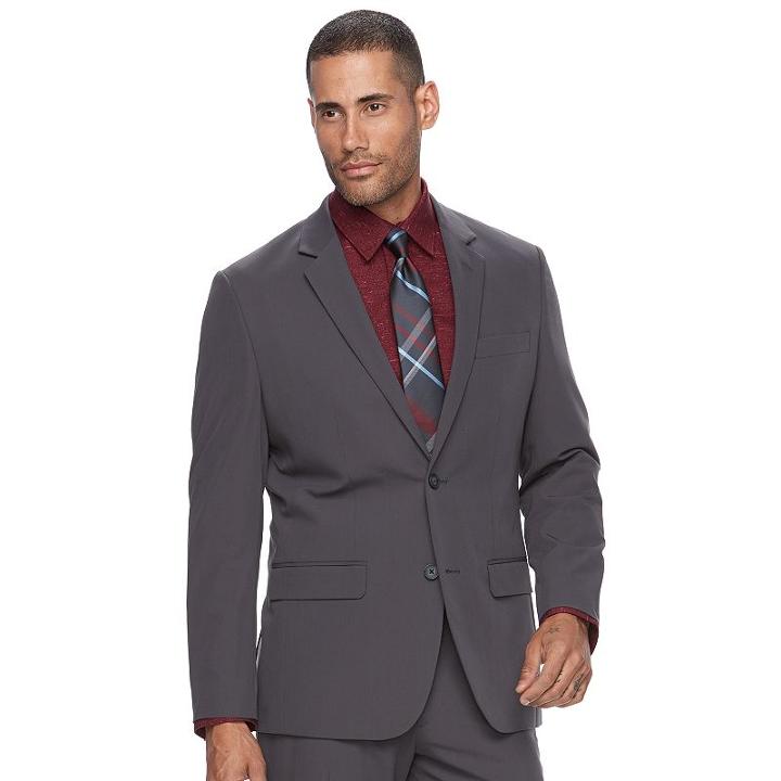 Men's Apt. 9&reg; Smart Temp Premier Flex Slim-fit Suit Jacket, Size: 40 Short, Grey (charcoal)