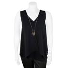 Juniors' Plus Size Iz Byer California Double-split Tank Top & Necklace, Girl's, Size: 2xl, Black