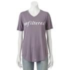 Juniors' Awake Unfiltered V-neck Graphic Tee, Girl's, Size: Large, Med Grey