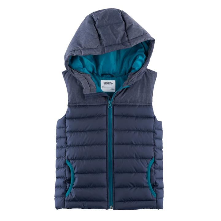 Boys 4-7x Sonoma Goods For Life&trade; Quilted Hooded Vest, Size: 5, Blue (navy)