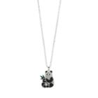 Silver Plated Crystal Panda Pendant Necklace, Women's, Size: 18, Black