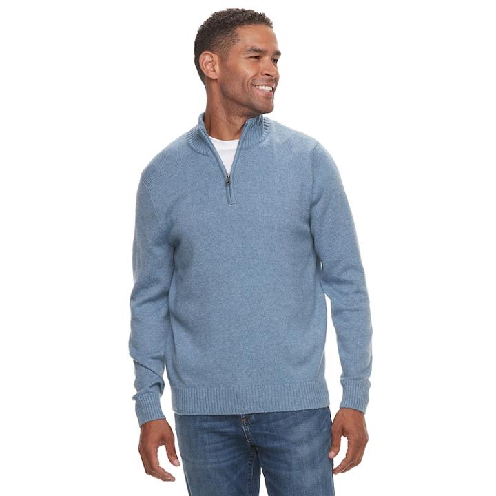 Men's Croft & Barrow&reg; Quarter-zip Sweater, Size: Small, Med Blue