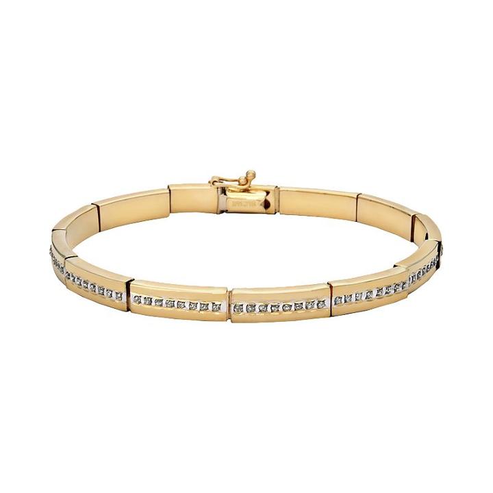 Diamond Fascination 14k Gold Bar-link Bracelet, Women's, Size: 7.25, White