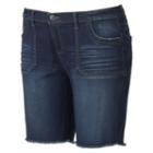 Juniors' Plus Size Mudd&reg; Flx Stretch Frayed Jean Shorts, Girl's, Size: 24 W, Blue