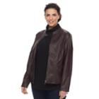 Plus Size Mo-ka Faux-leather Jacket, Women's, Size: 3xl, Drk Purple
