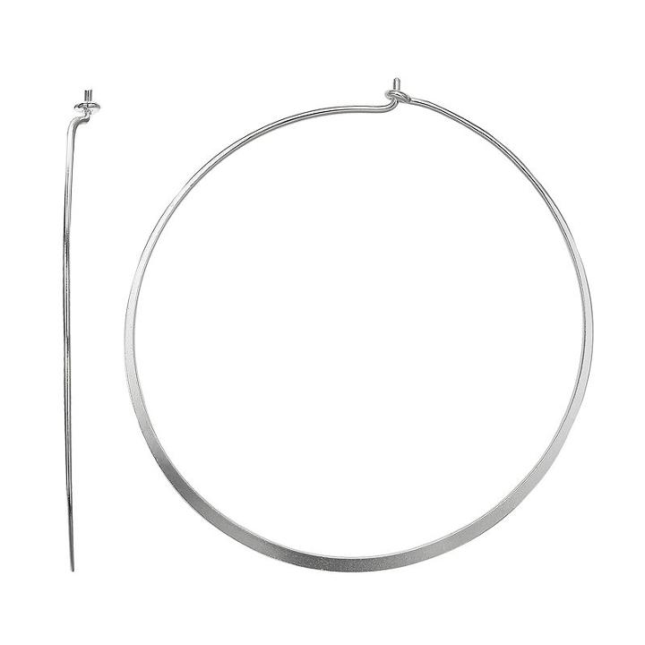 Primrose Sterling Silver Flat Hoop Earrings, Women's, Grey