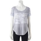Juniors' So&reg; Perfectly Soft Camo Insert Short Sleeve Tee, Teens, Size: Medium, Silver