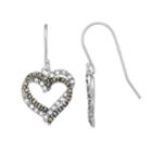 Tori Hill Sterling Silver Marcasite & Crystal Heart Drop Earrings, Women's, Black