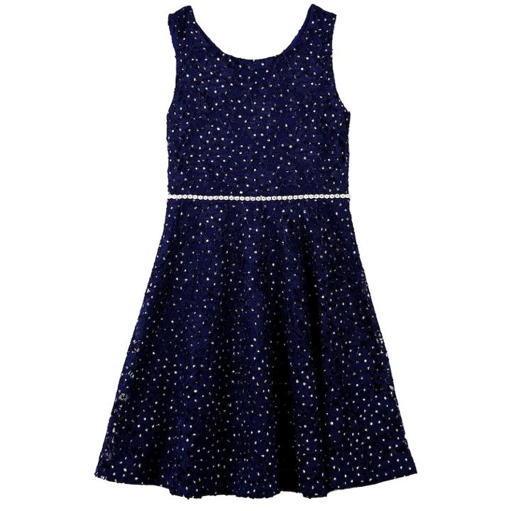 Girls 7-16 & Plus Speechless Glitter Lace Dress, Size: 14, Blue (navy)